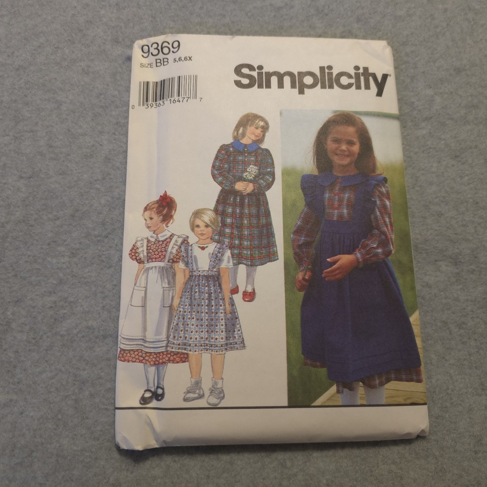 Simplicity 9369 Girls Pinafore Dress Pattern Size 5-6-6X Vintage Cottagecore...